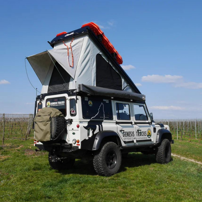 land rover defender 110 roof tent Alu-Cab Icarus Roof Conversion Land Rover Defender 110 Black — Offroad and More